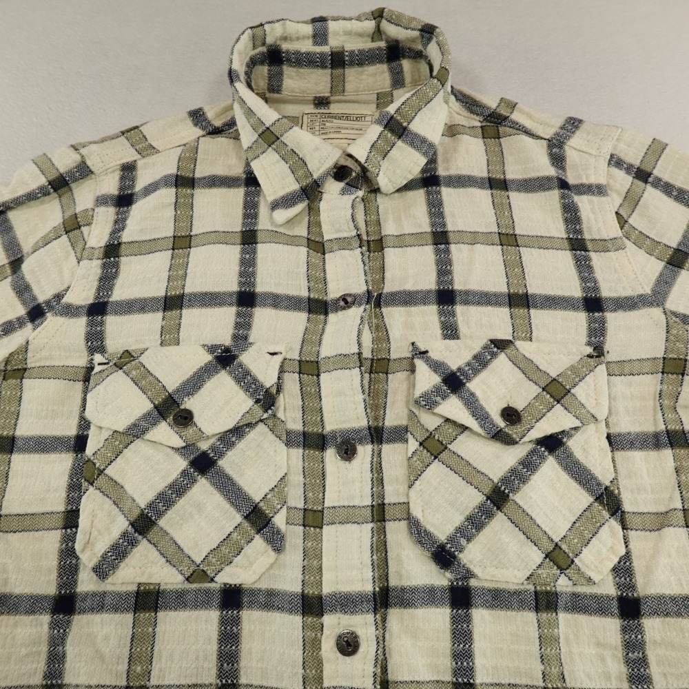 Current/Elliott Shirt Womens Size XS (0) Multicolor Plaid Button Pocket - Picture 2 of 10